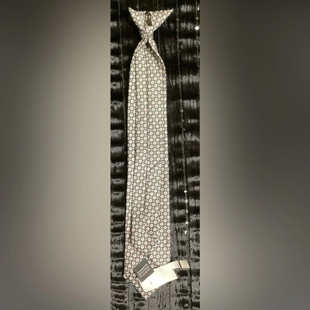 Sears Cream, Green & Brown Kids Clip On Tie